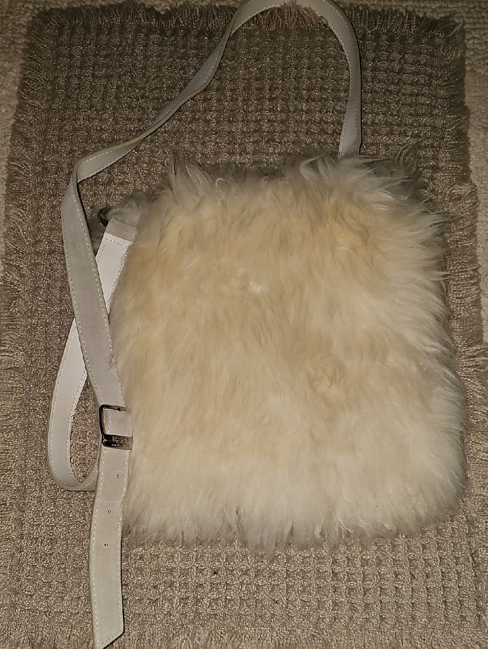 VINTAGE UGG Faux Fur Crossbody Bag in Cream